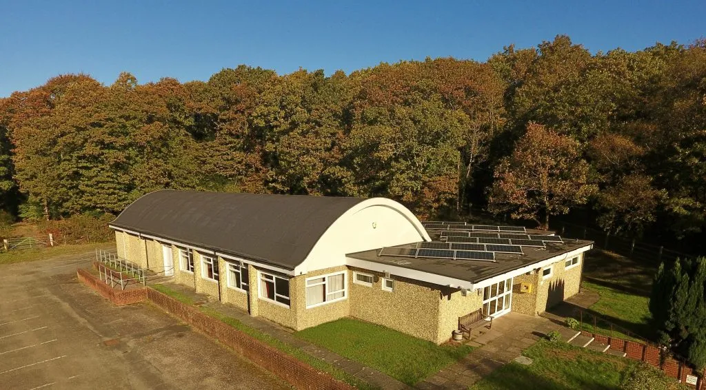 Aerial view of Longdown Village Hall